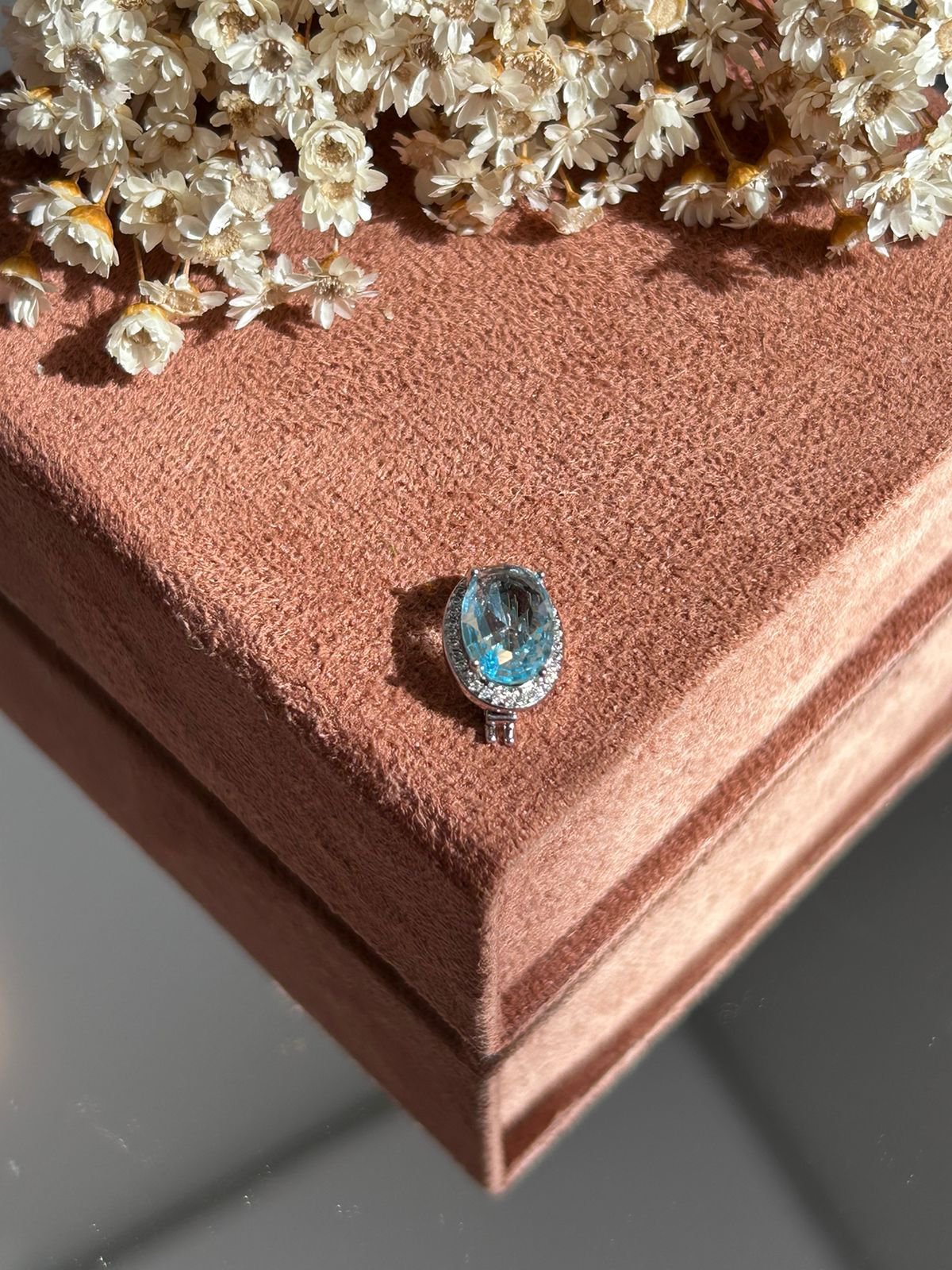 Pingente Charm Oval Água Marinha Para Pulseira