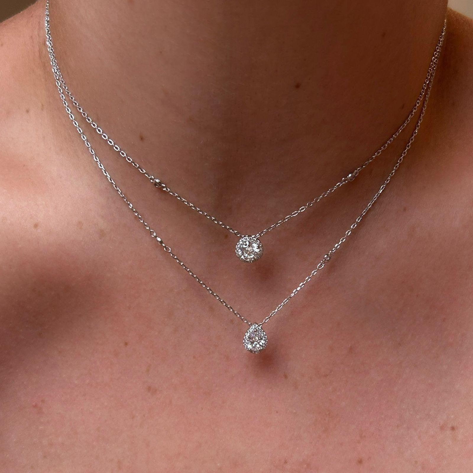 Conjunto Brinco e Colar Gota Prata 925