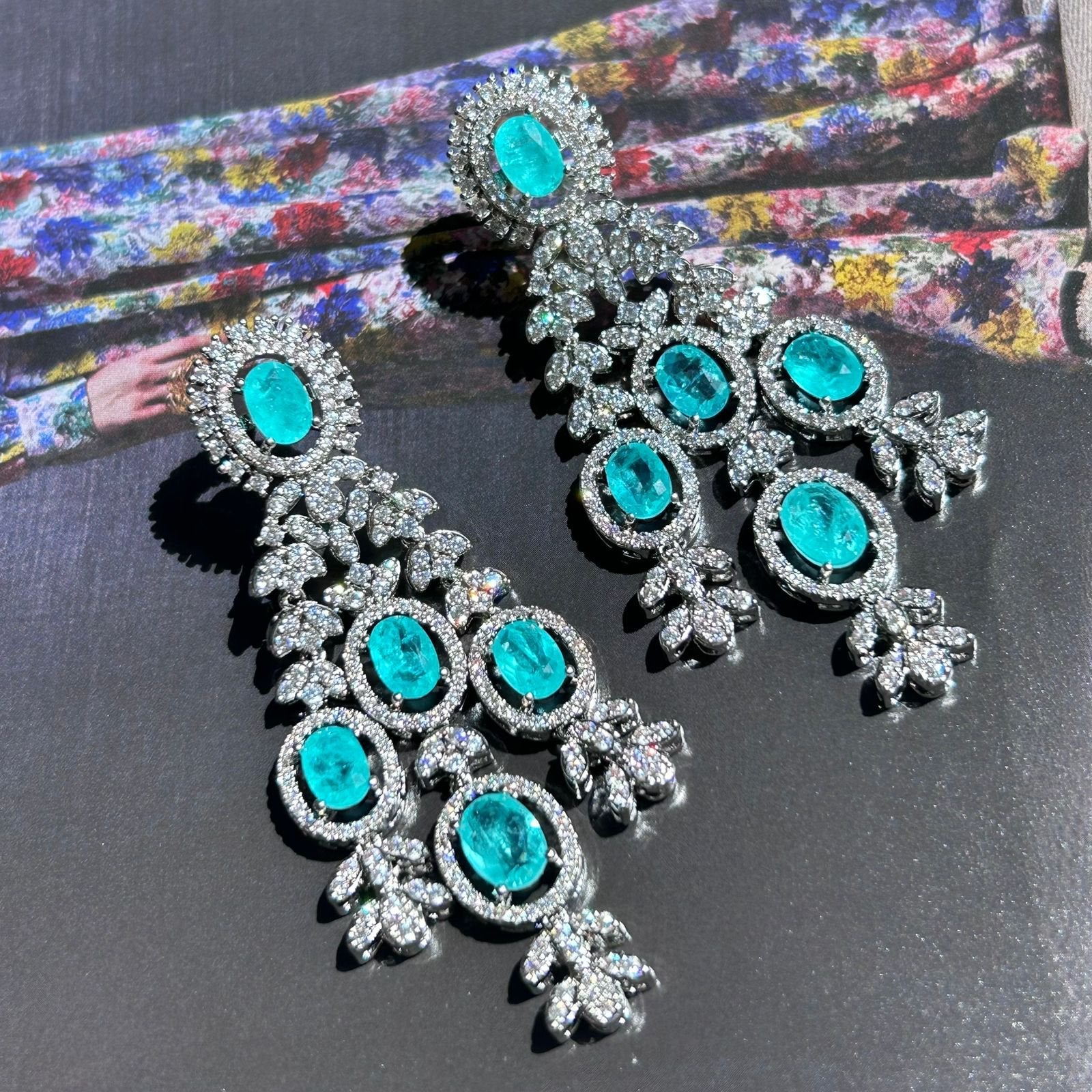 Brinco Luxo Turmalina Prateado