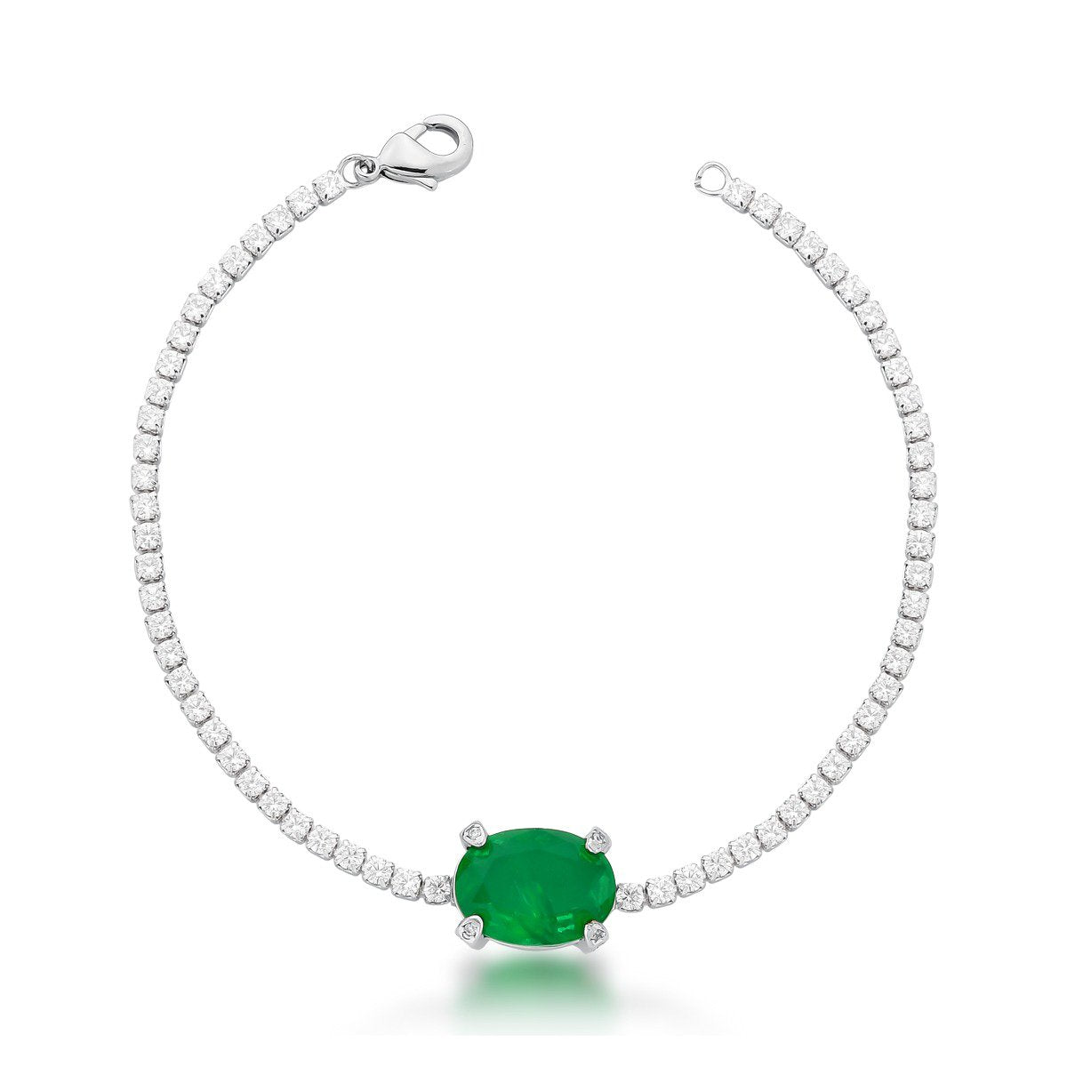 Pulseira Verde Esmeralda Riviera Pedra Oval