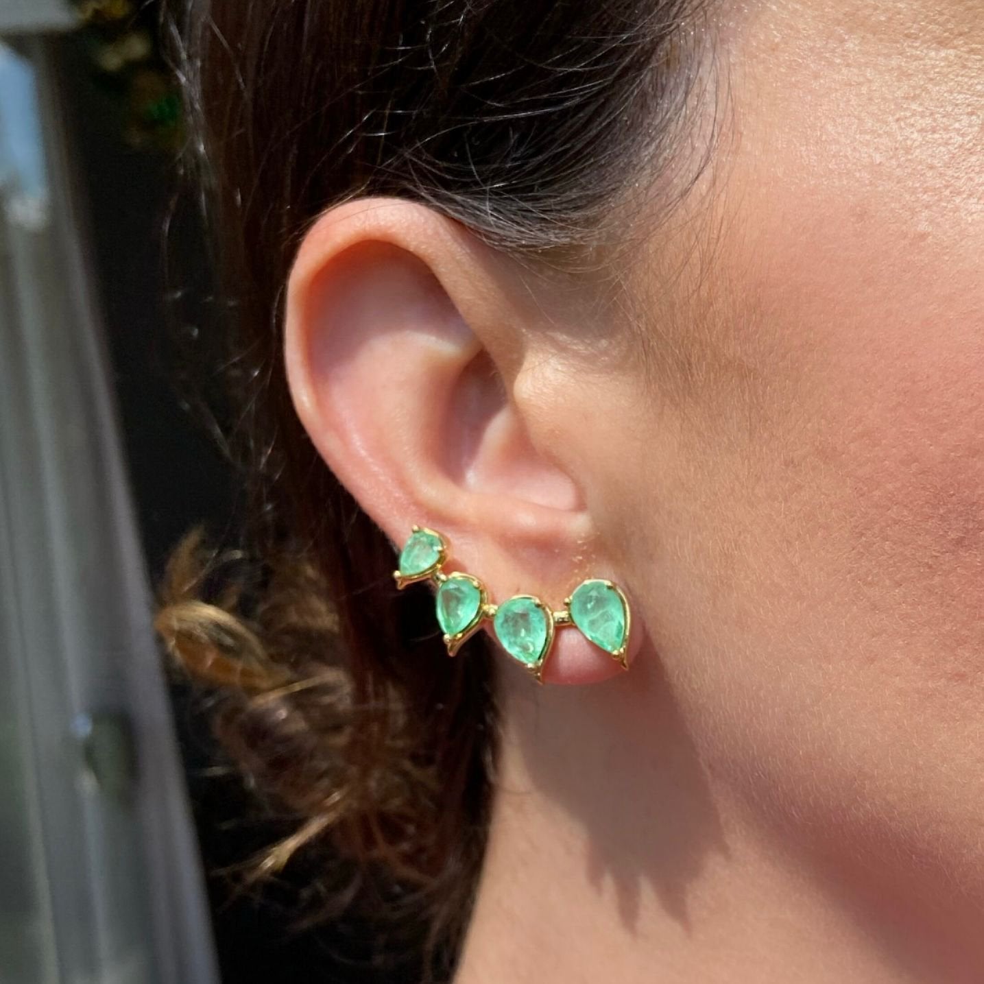 EarCuff Gotas Greenery Banho Ouro