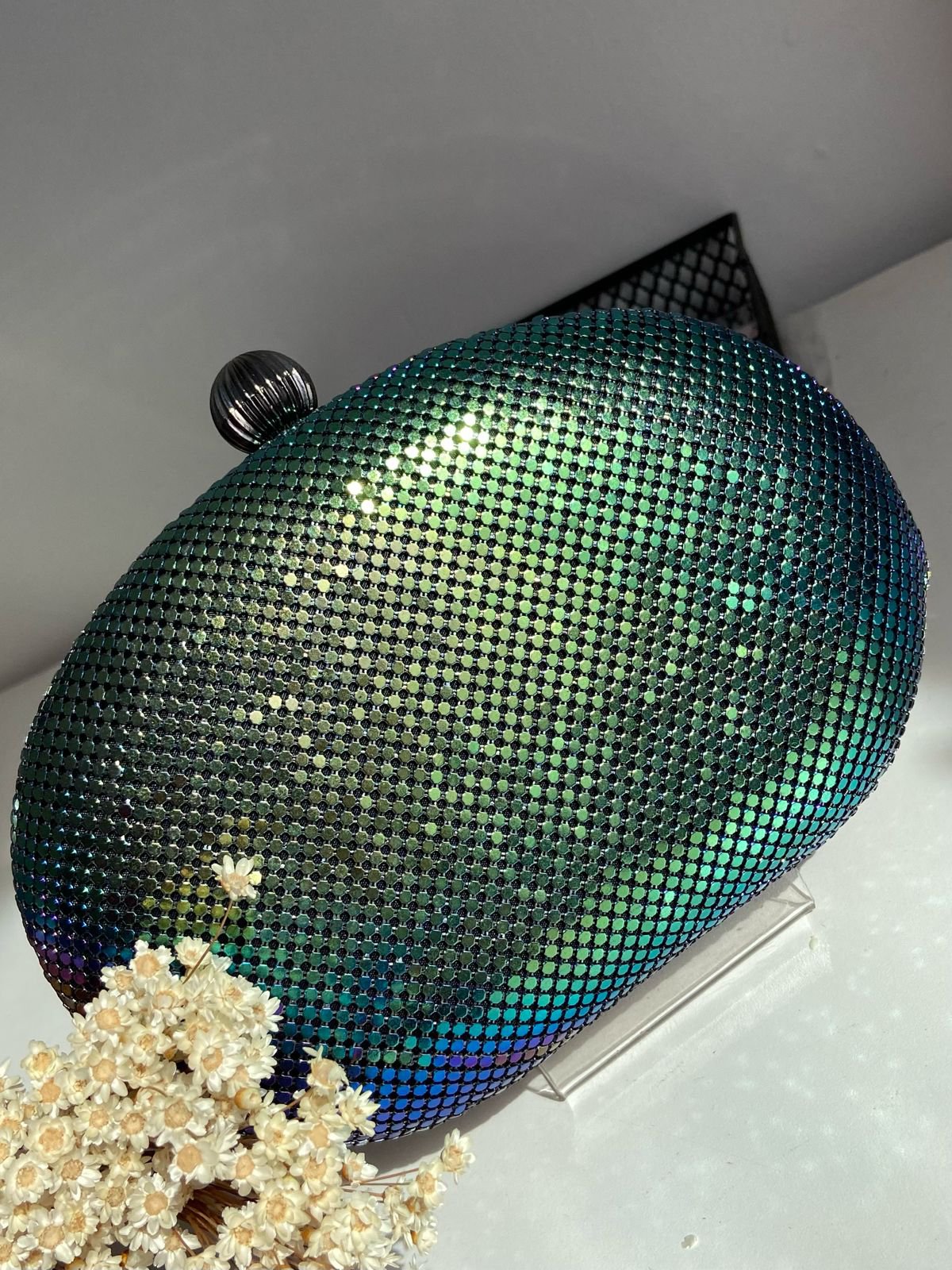 Clutch Oval Laminada Bicolor
