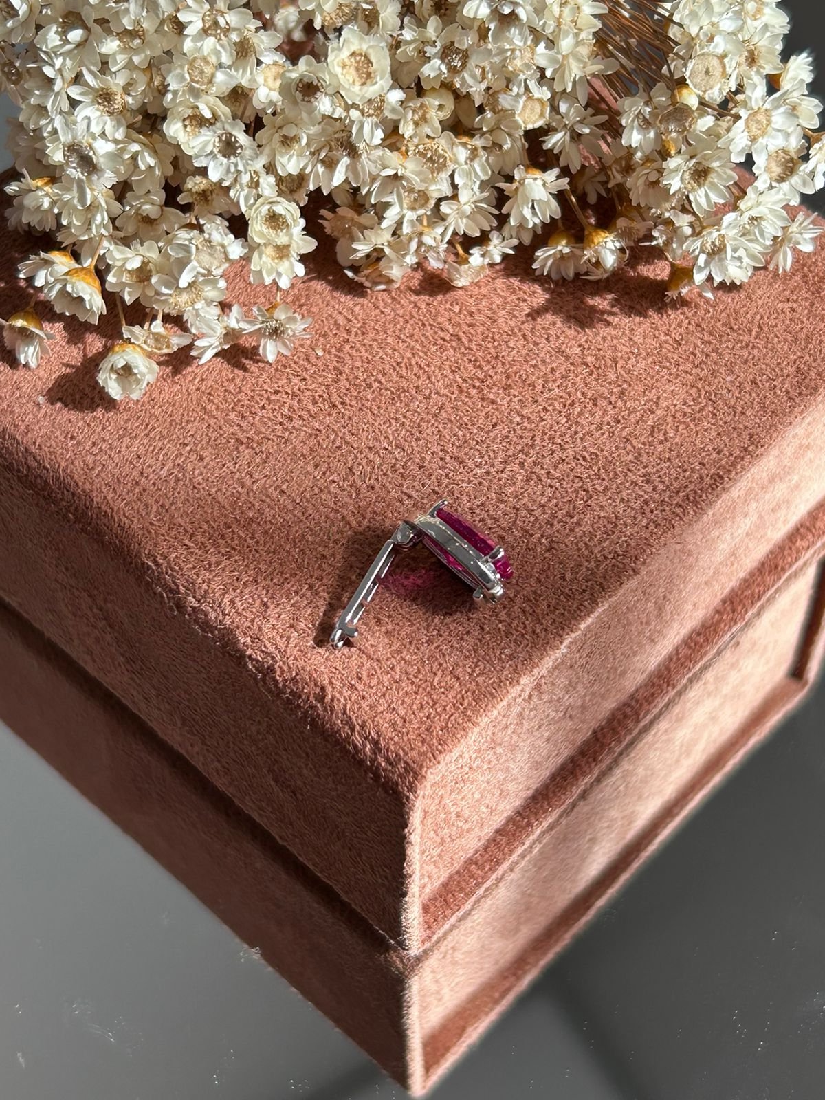 Pingente Charm Oval Safira Rosa Para Pulseira