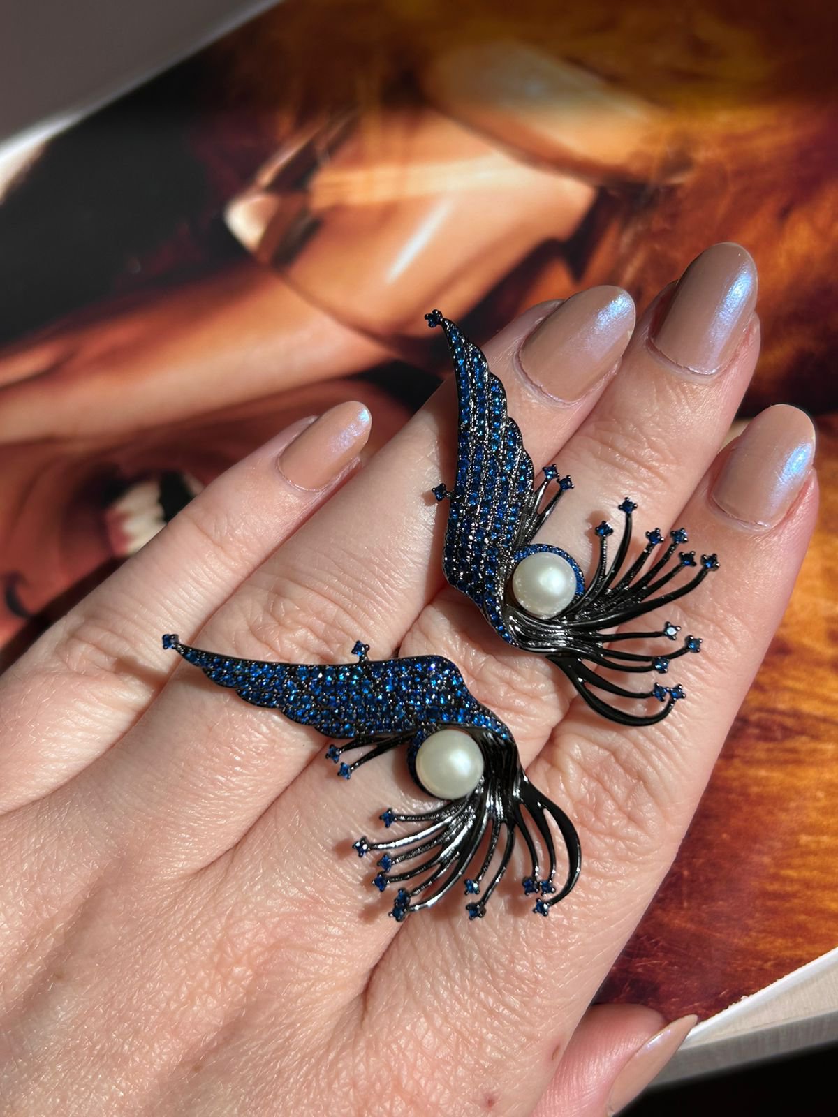 Brinco EarCuff Fenix Azul Safira