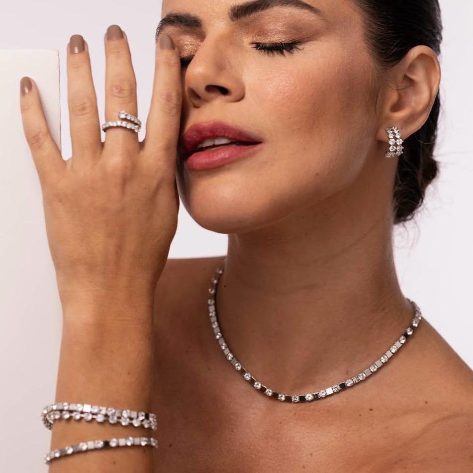 Pulseira Block Mesclada Prateada