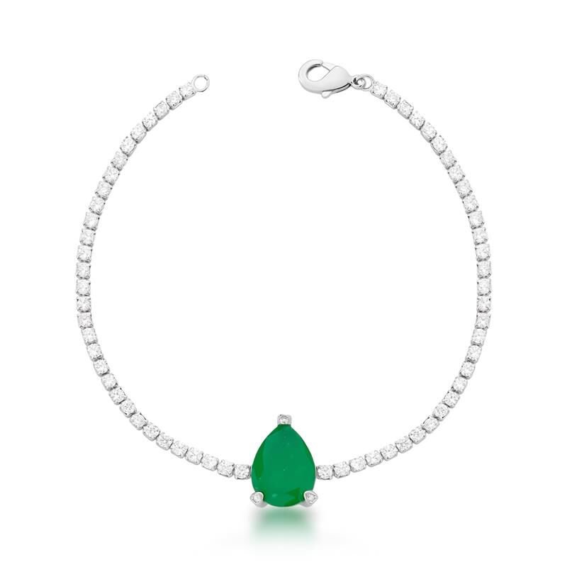Pulseira Riviera com Gota Turmalina Ródio Branco