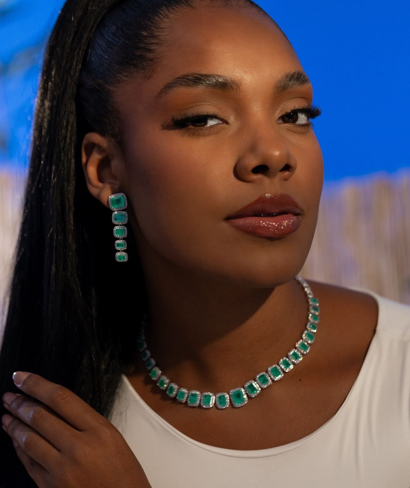 Brinco Luxo Pedra Turmalina Prateado