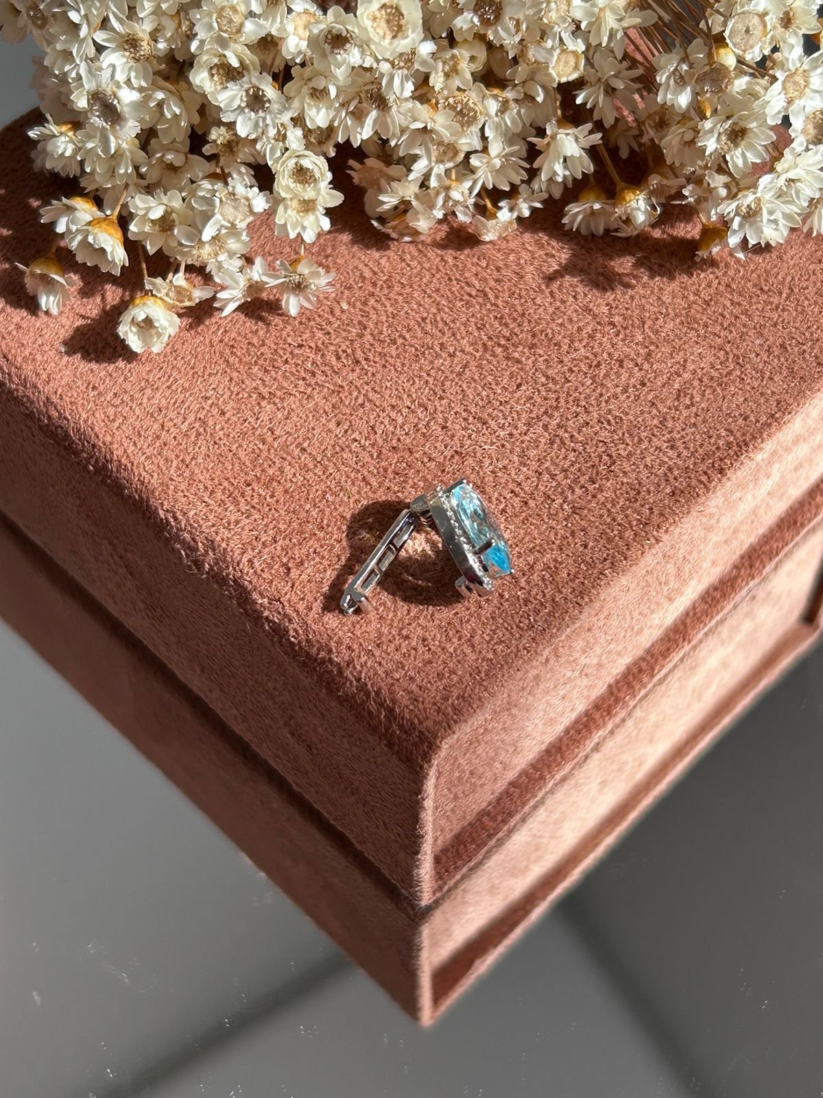 Pingente Charm Oval Água Marinha Para Pulseira
