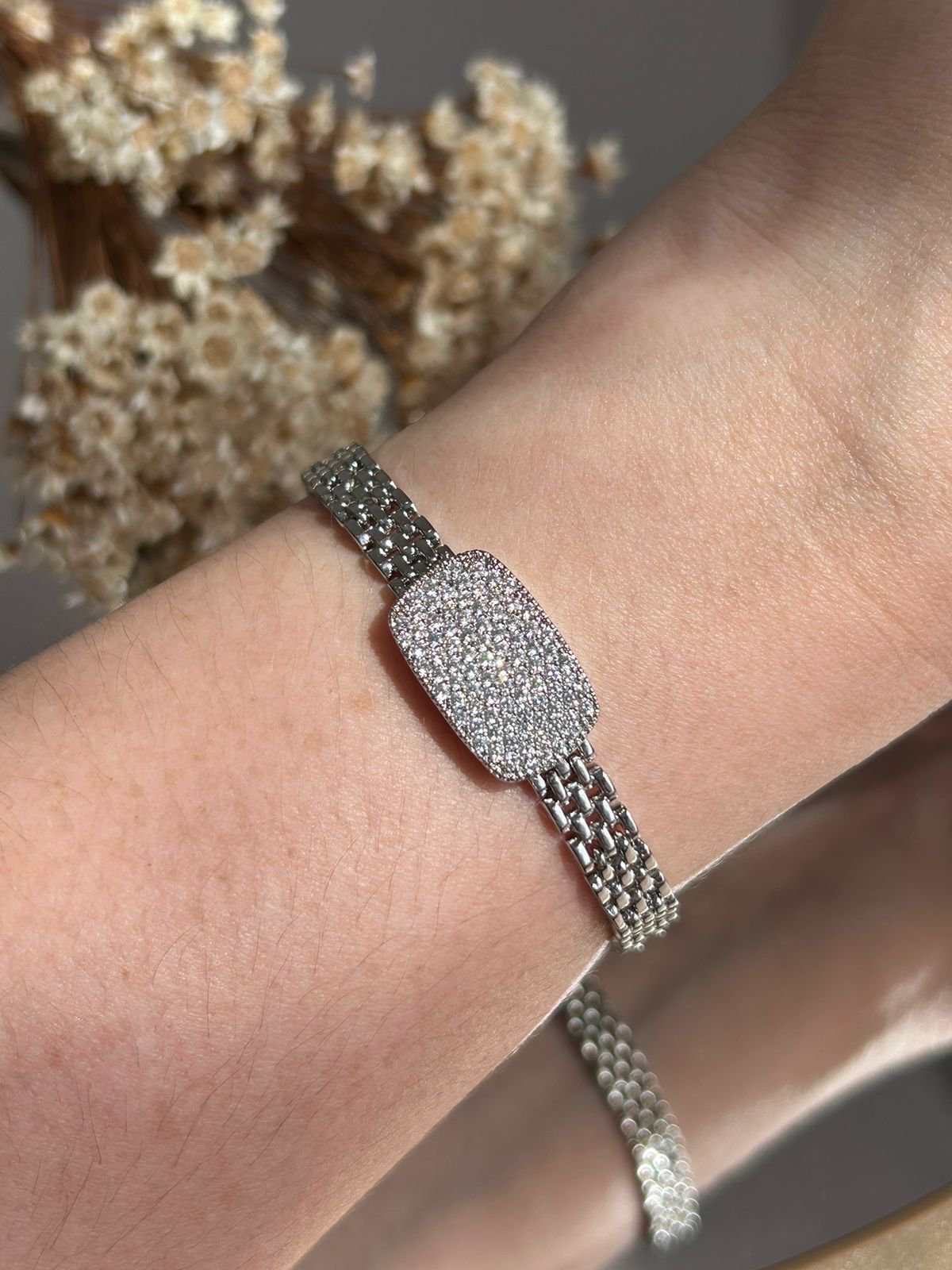 Pulseira Clock Prateada