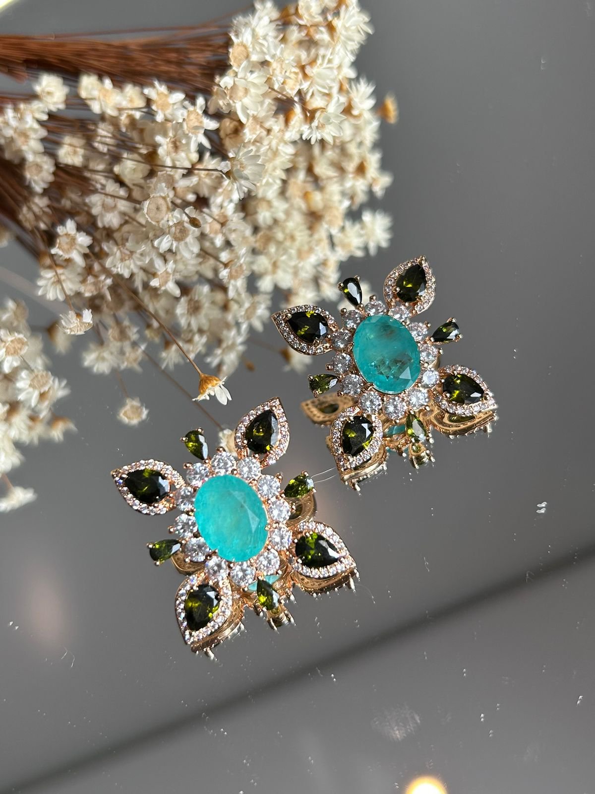 Brinco Luxo Turmalina e Peridoto