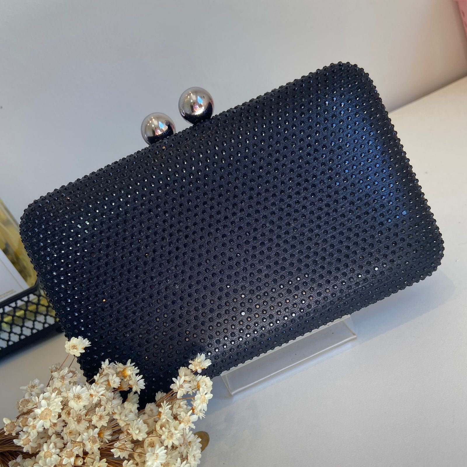 Clutch Cristais Preta