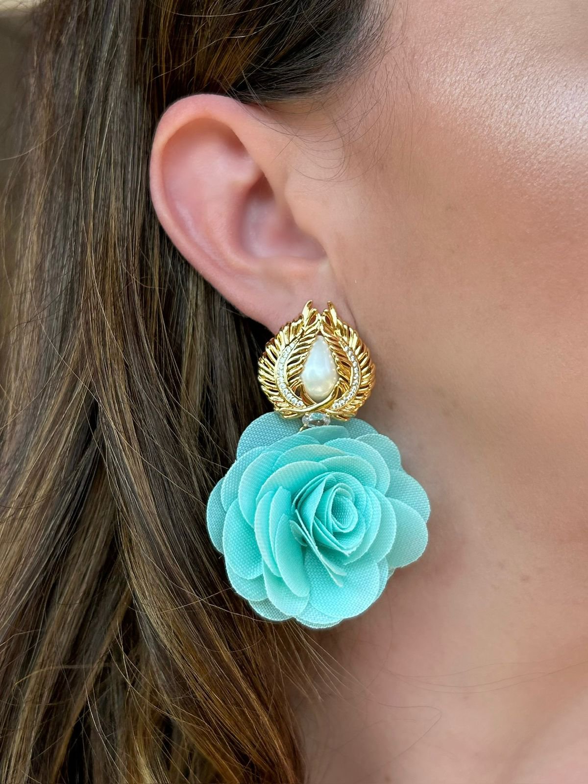 Brinco Flor Normandie Turquesa