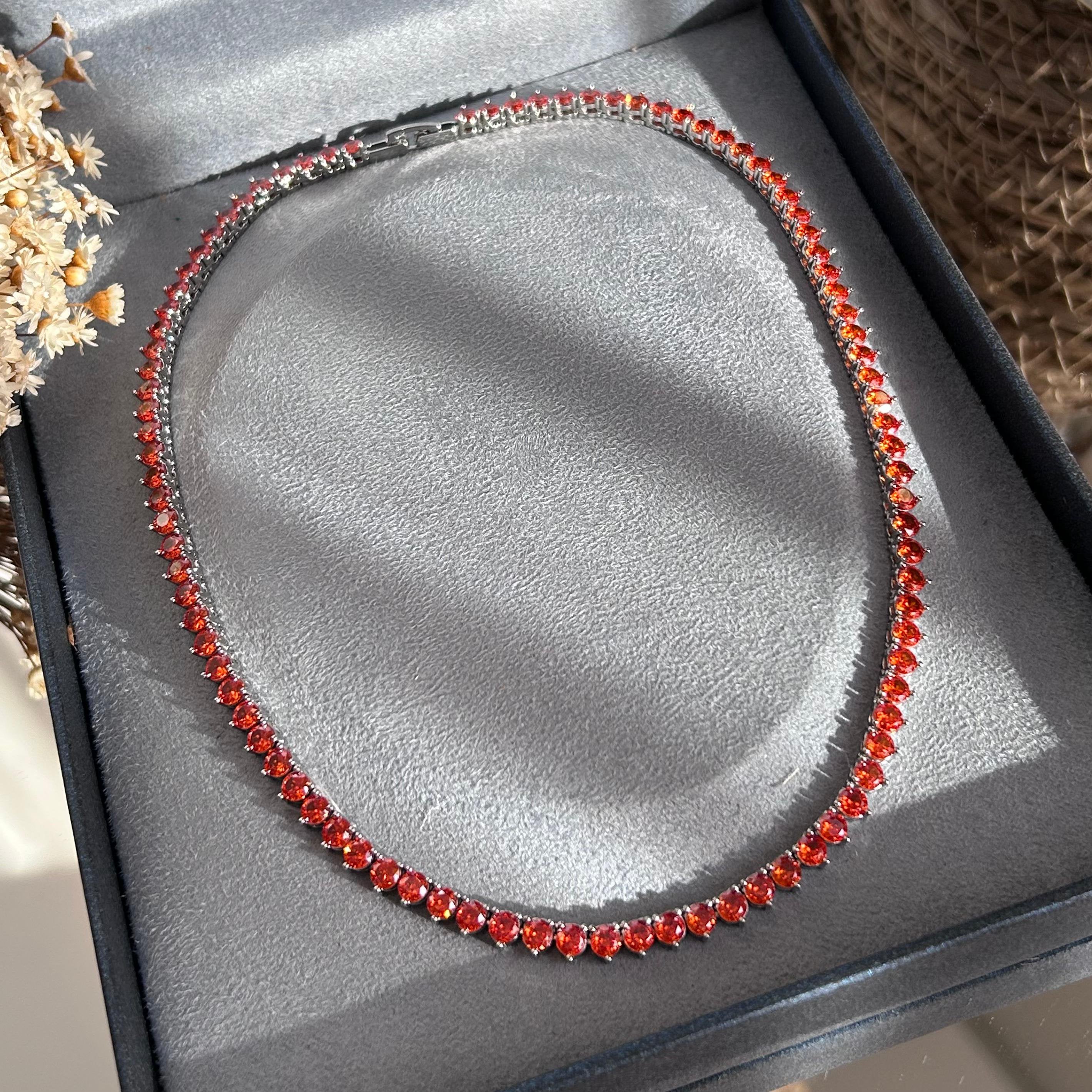 Colar Riviera 4mm Cor Tangerina