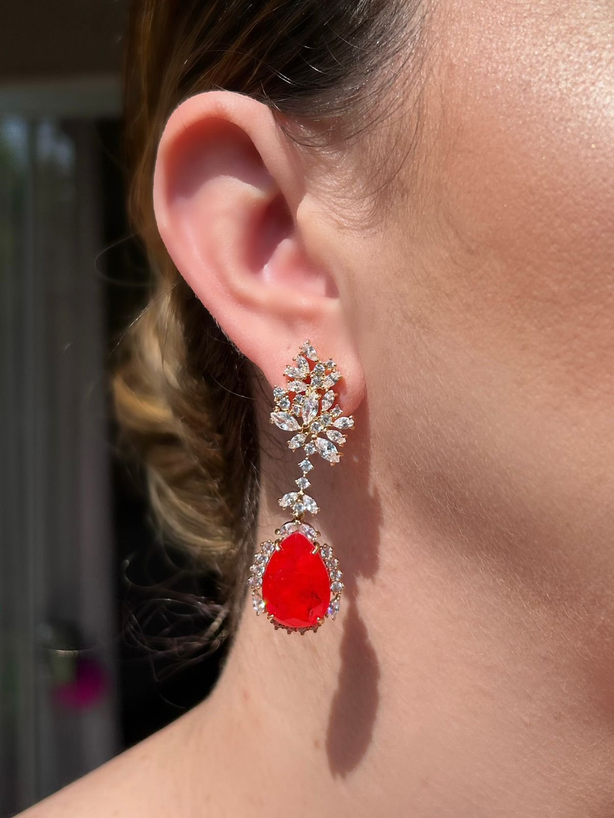 Conjunto Brinco e Colar Coral