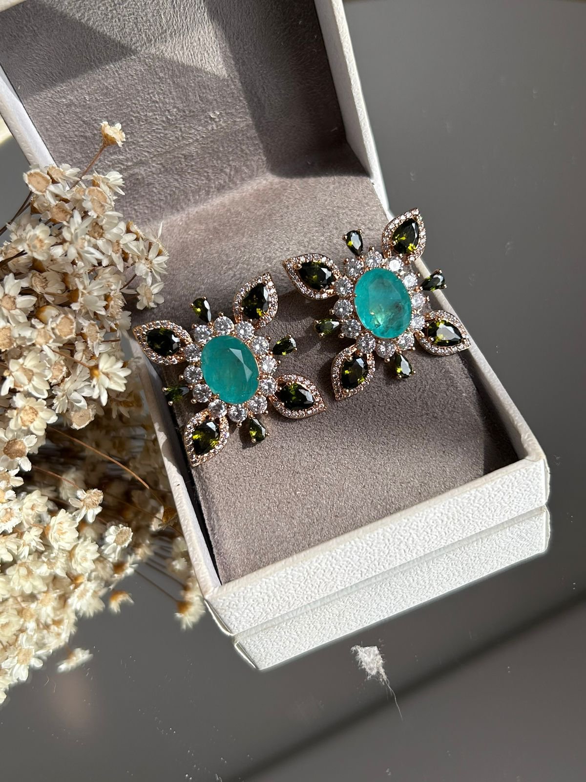 Brinco Luxo Turmalina e Peridoto