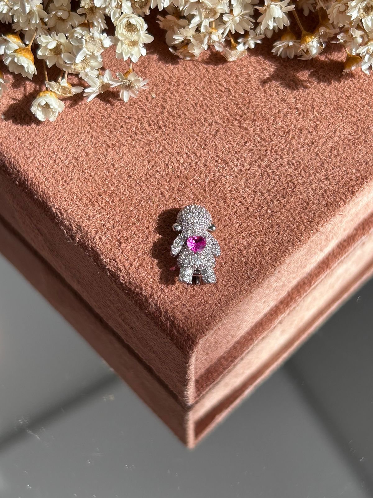 Pingente Charm Menina Safira Rosa Para Pulseira