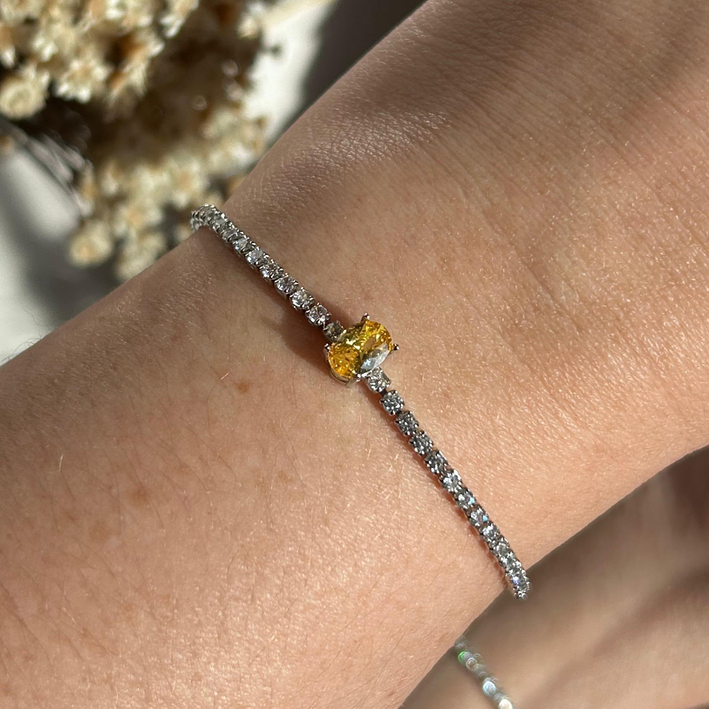 Pulseria Riviera Pedra Oval Fancy Yellow