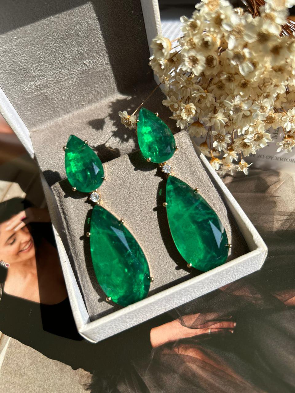 Brinco 2 em 1 Gota Verde Esmeralda Fusion