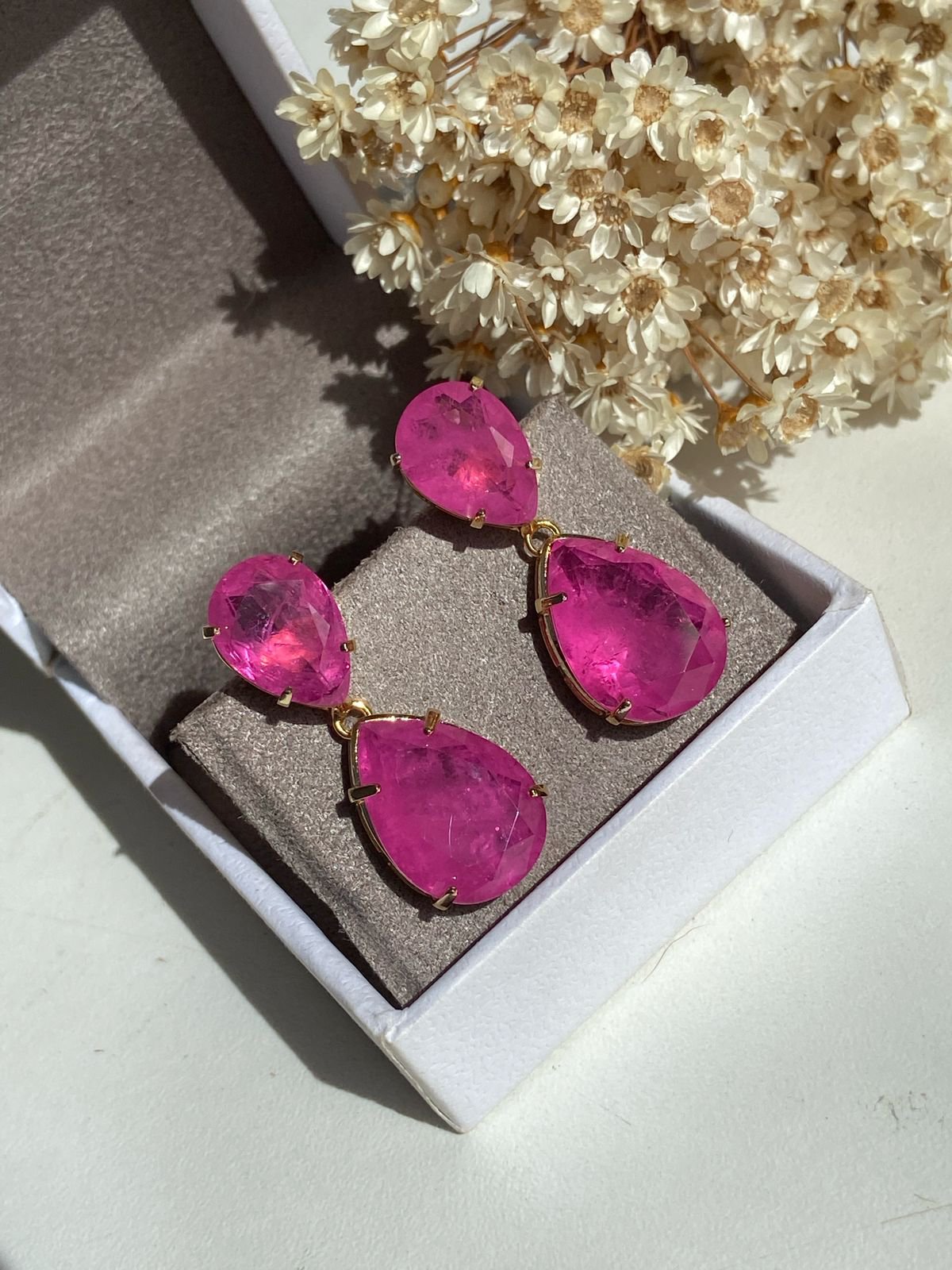 Brinco Fusion Premium Pink Banho Ouro