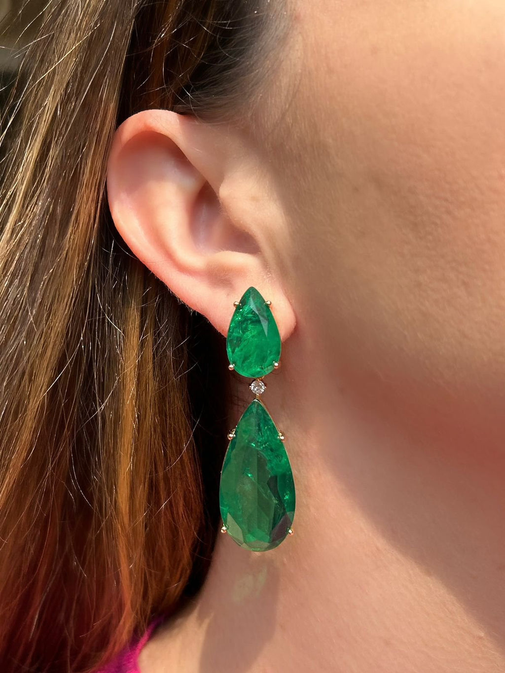 Brinco 2 em 1 Gota Verde Esmeralda Fusion