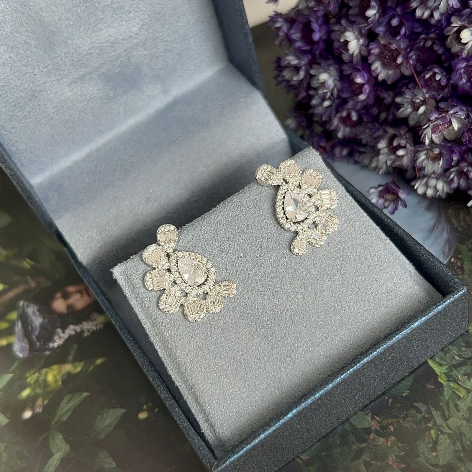 Earcuff Cristal Gota Prateado