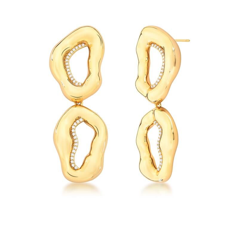 Brinco 2 em 1 Curvo Cravação Zircônia