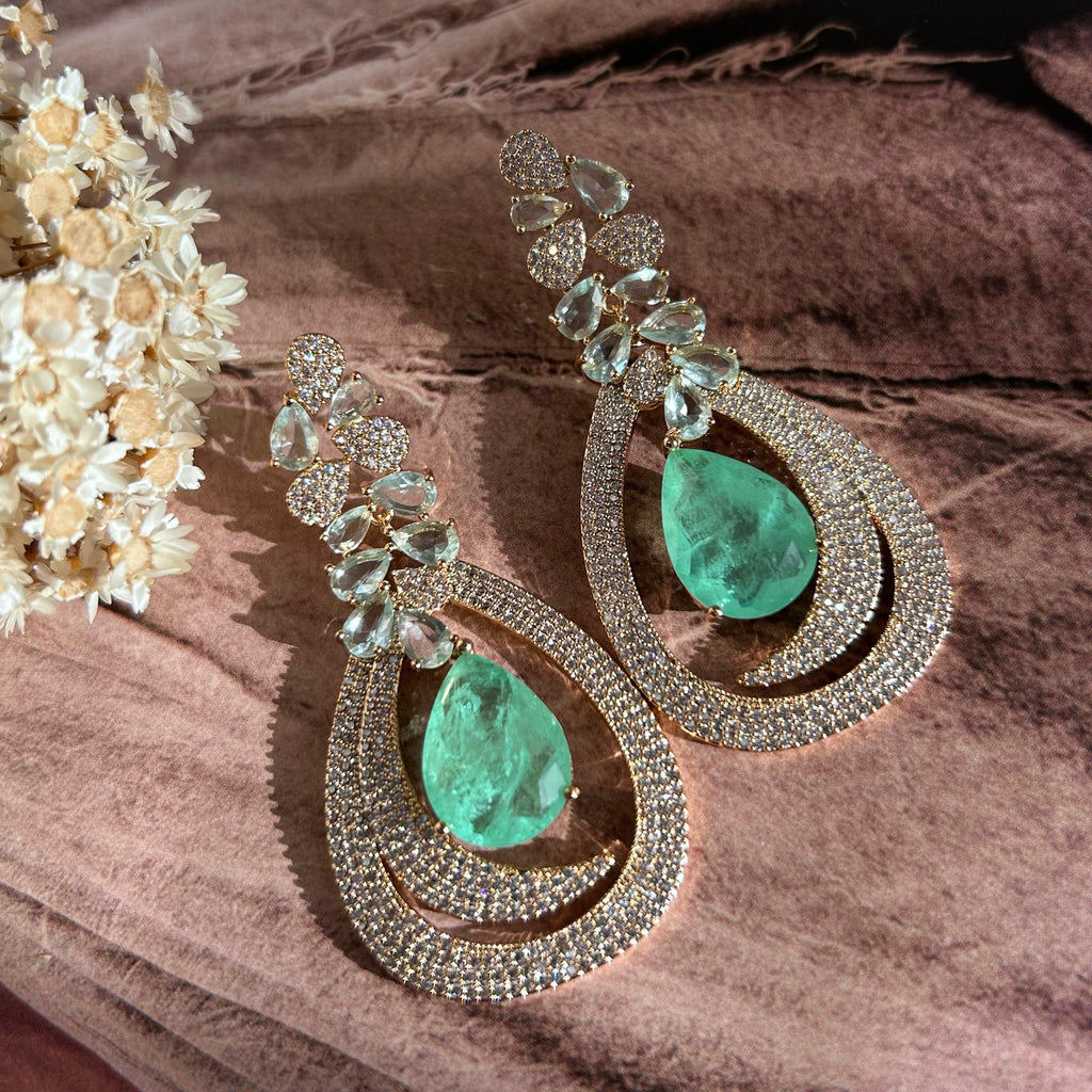 Brinco Luxo Gota Turmalina Verde