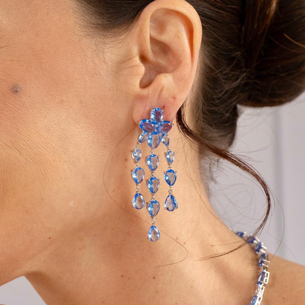 Brinco Carolina Franjas Tânzanita Prateado