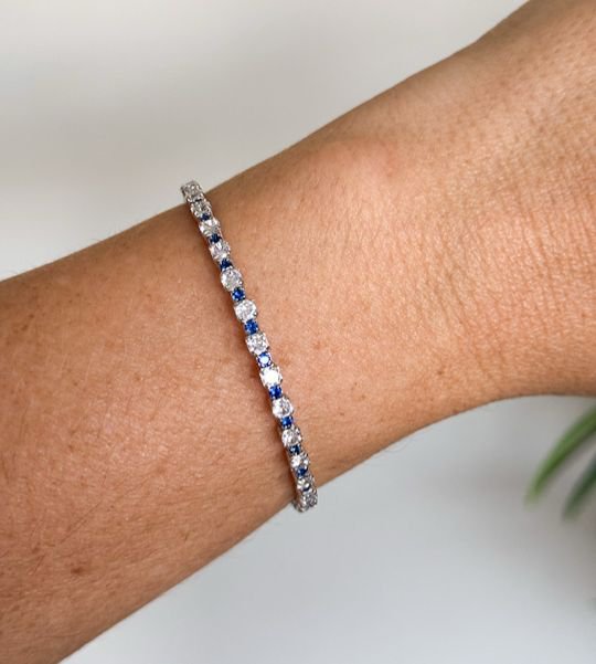 Bracelete Riviera Maleável Mesclado Tanzanita