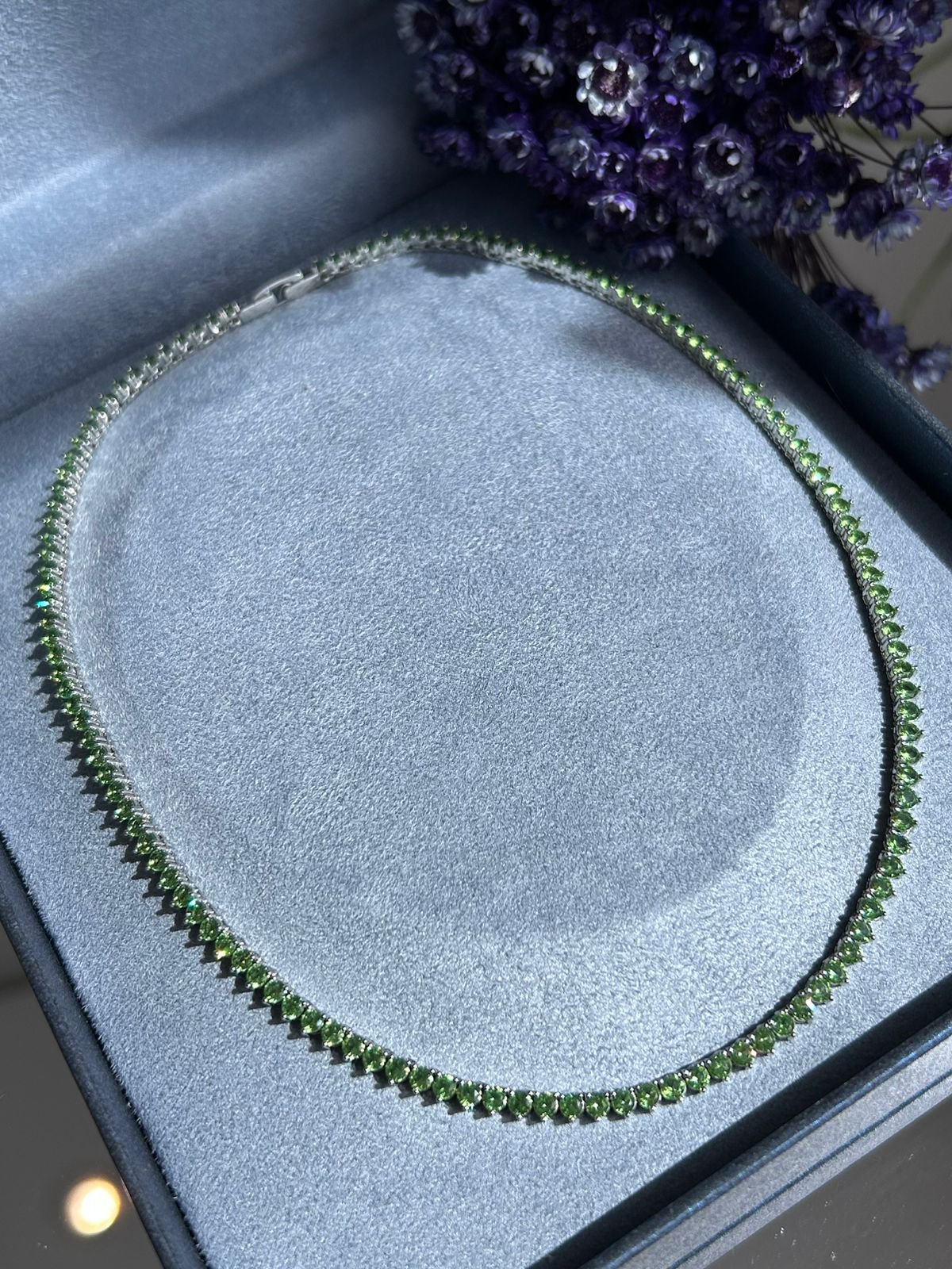 Riviera 3 Garras Verde Peridoto Prateada