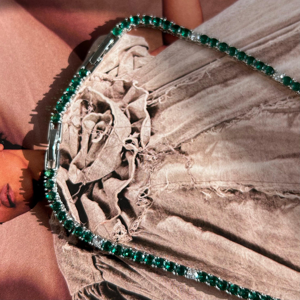 Colar Riviera 4 Garras Mesclada Turmalina