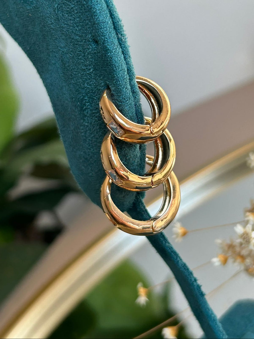 Trio de Argolas Zircônia Ouro