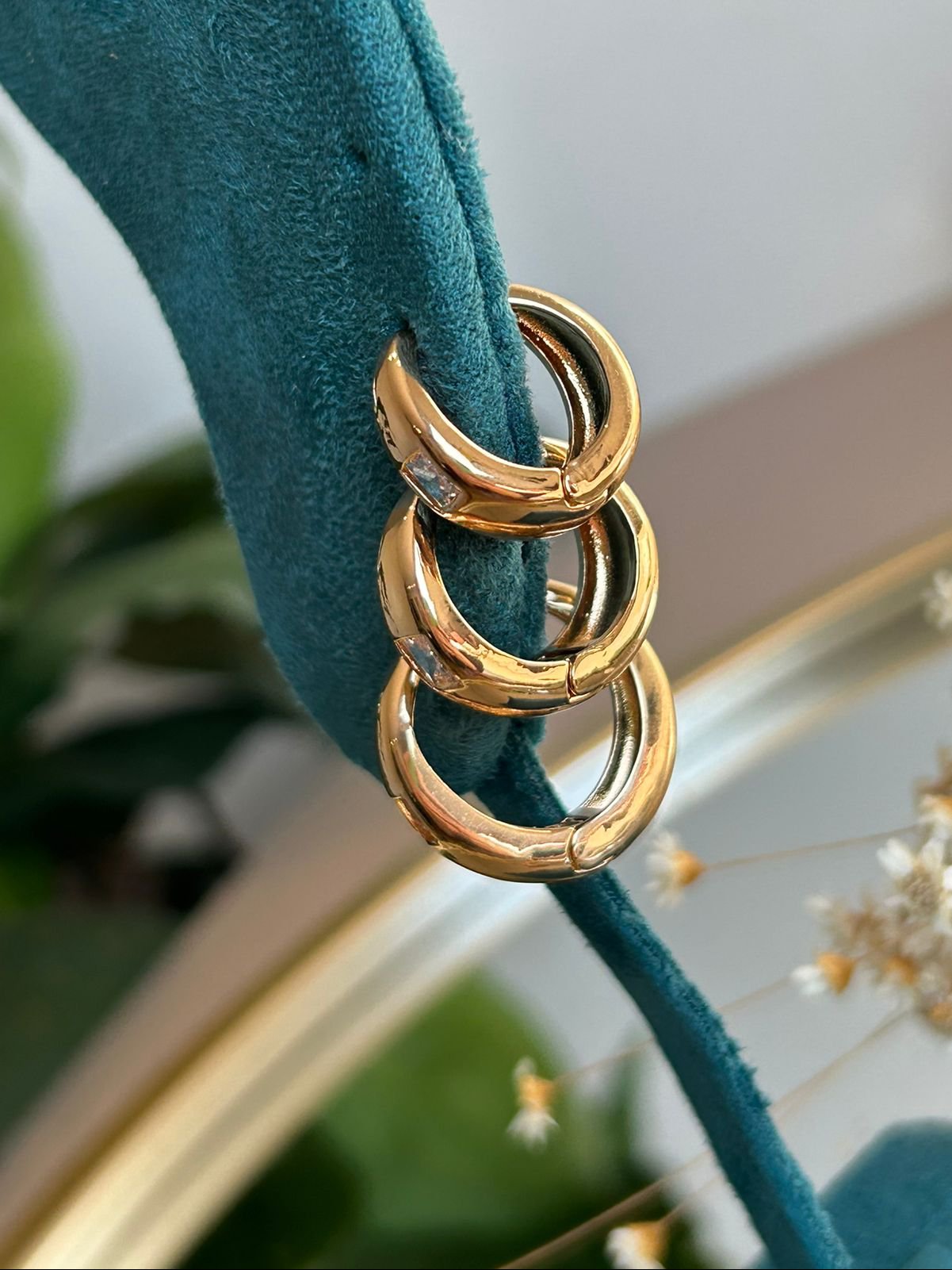 Trio de Argolas Zircônia Ouro