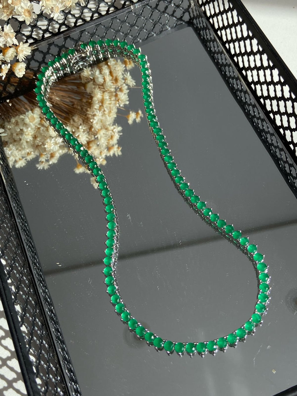 Riviera 3 Garras Verde Esmeralda Prateada