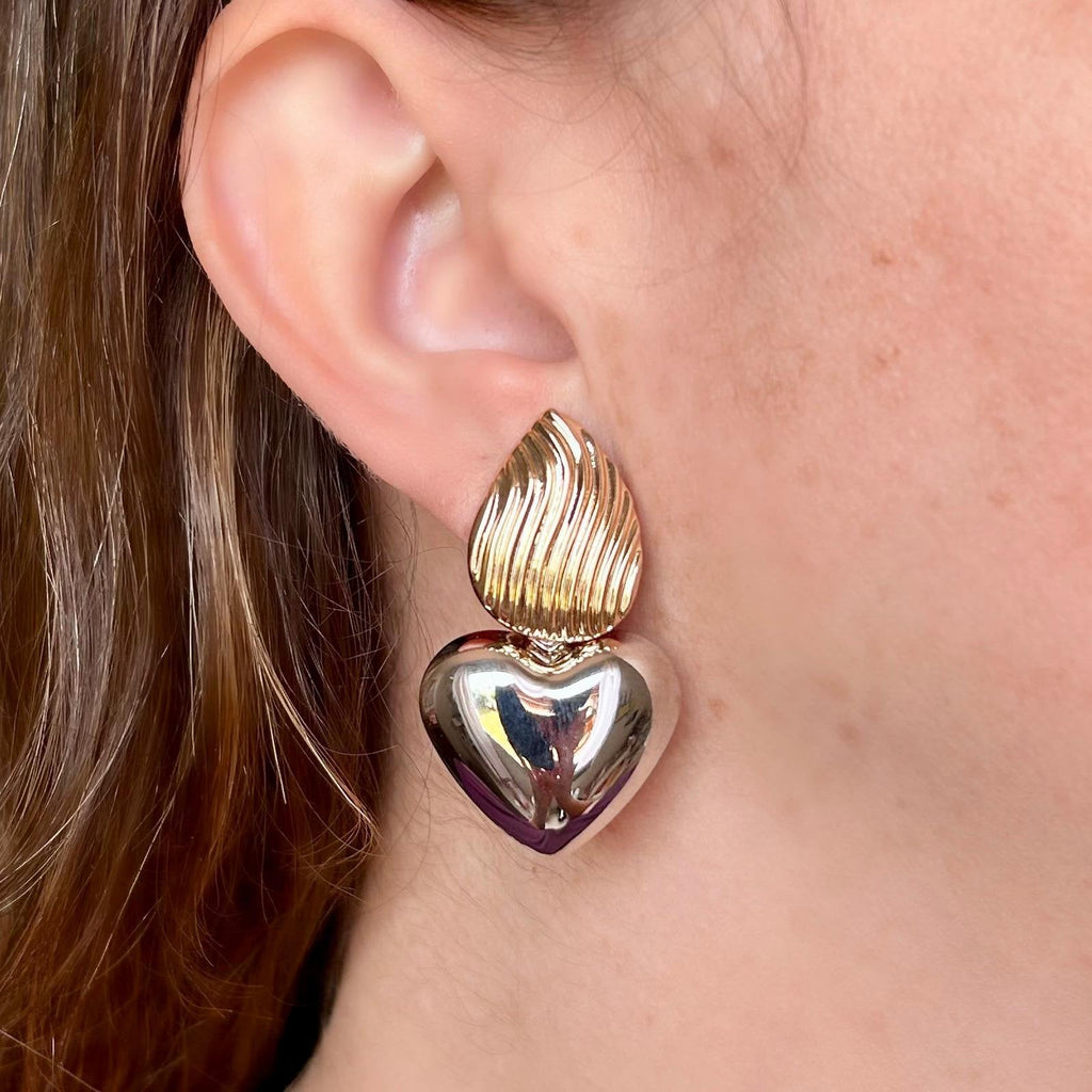 Brinco Duo Banhos Coração