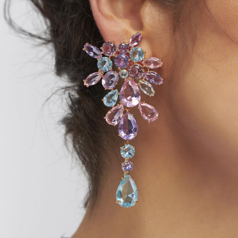 Brinco Maxi Cristais Coloridos