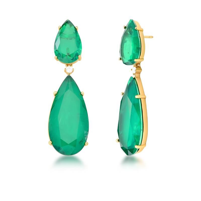 Brinco 2 em 1 Gota Verde Esmeralda Fusion
