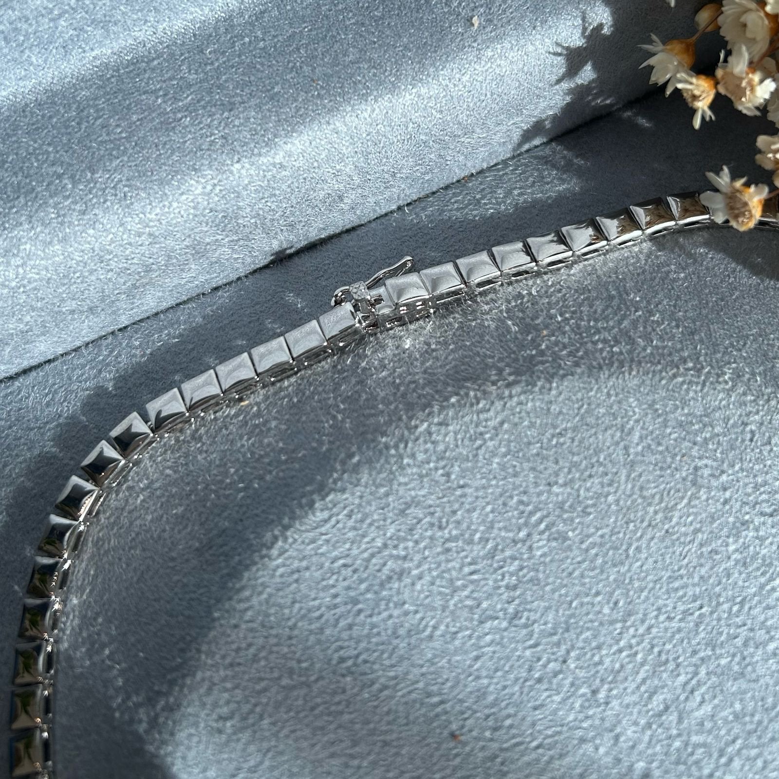 Colar Riviera Square Micro Cravação Prateada