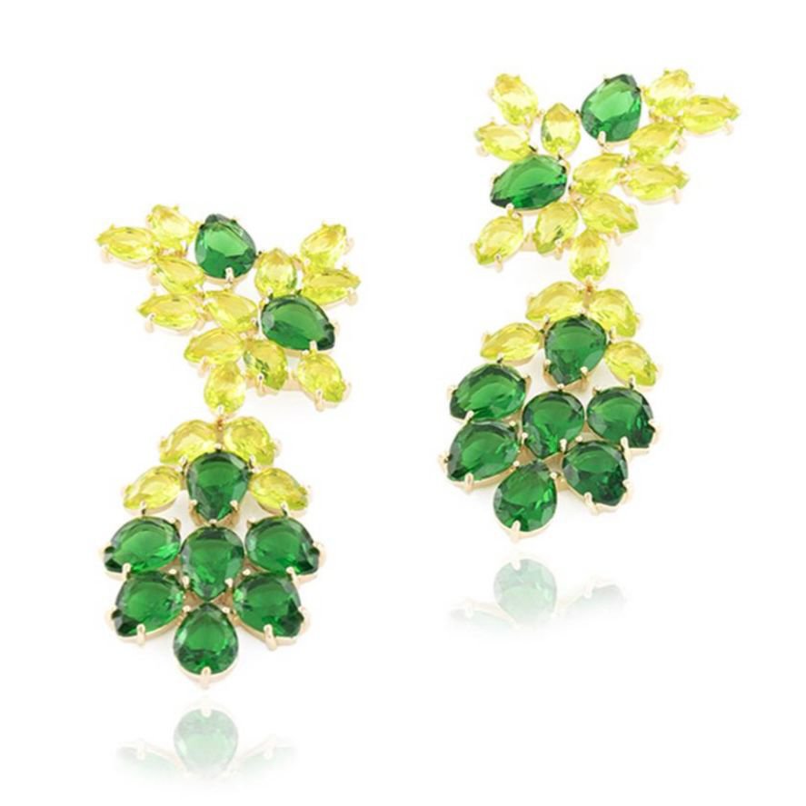 Brinco Duo Verde Esmeralda e Peridoto