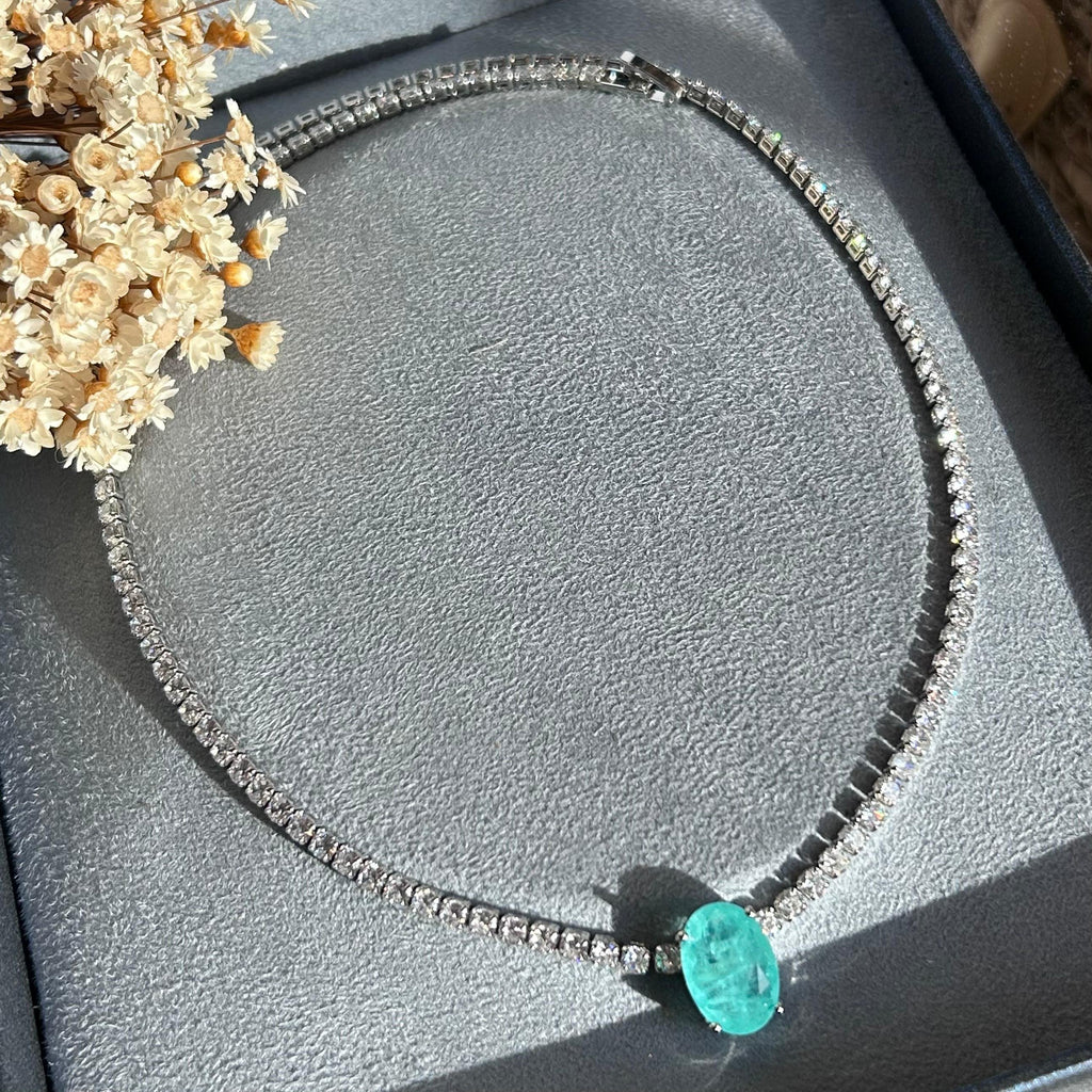 Colar Riviera Pedra Oval Turmalina