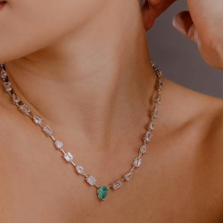 Colar Riviera Luxo Zircônia e Turmalina
