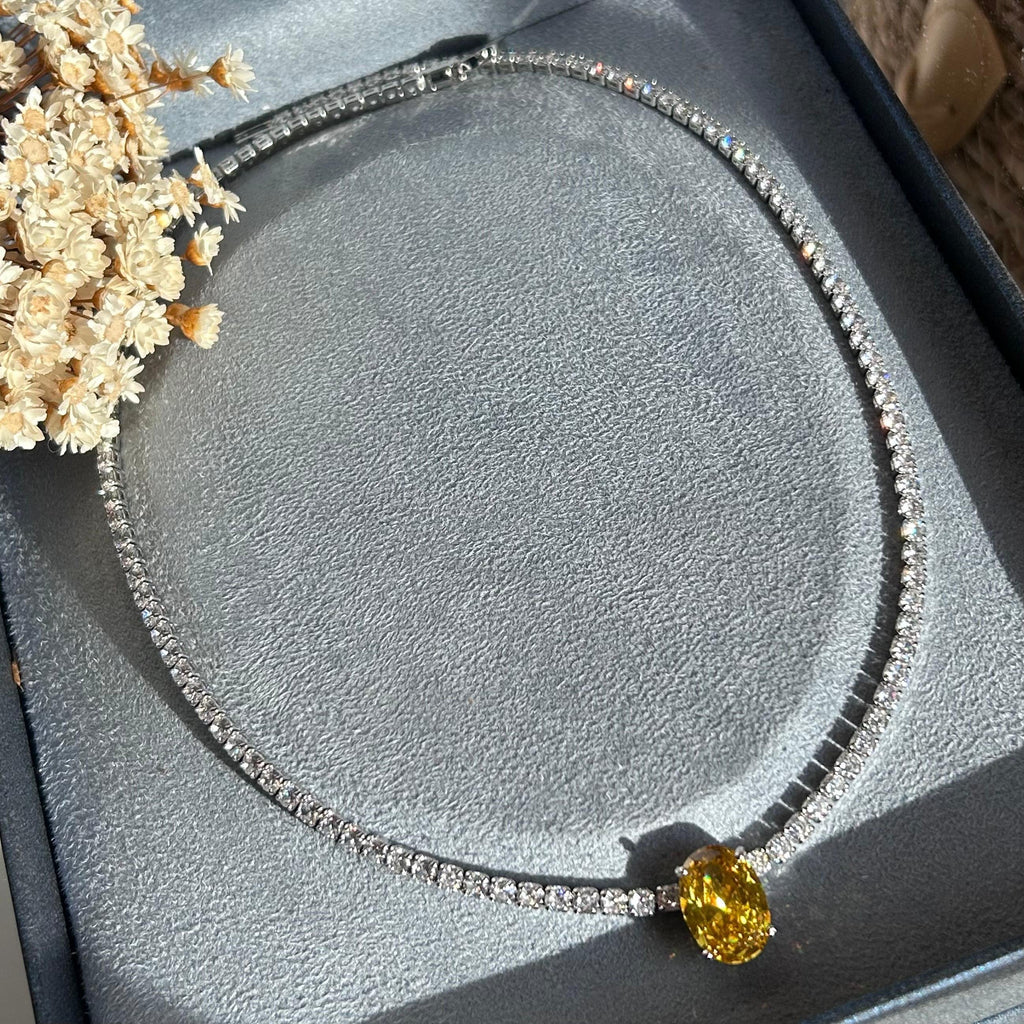 Colar Riviera Pedra Oval Fancy Yellow