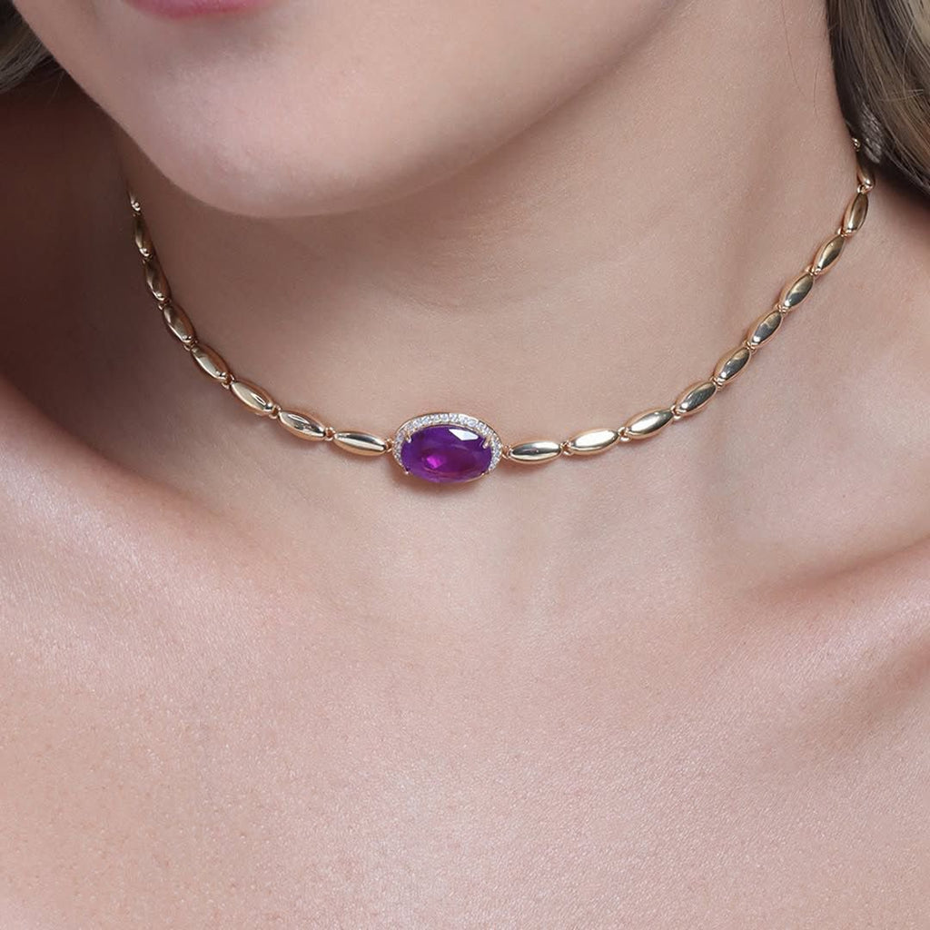 Conjunto Brinco e Colar Detalhado Ultra Violeta