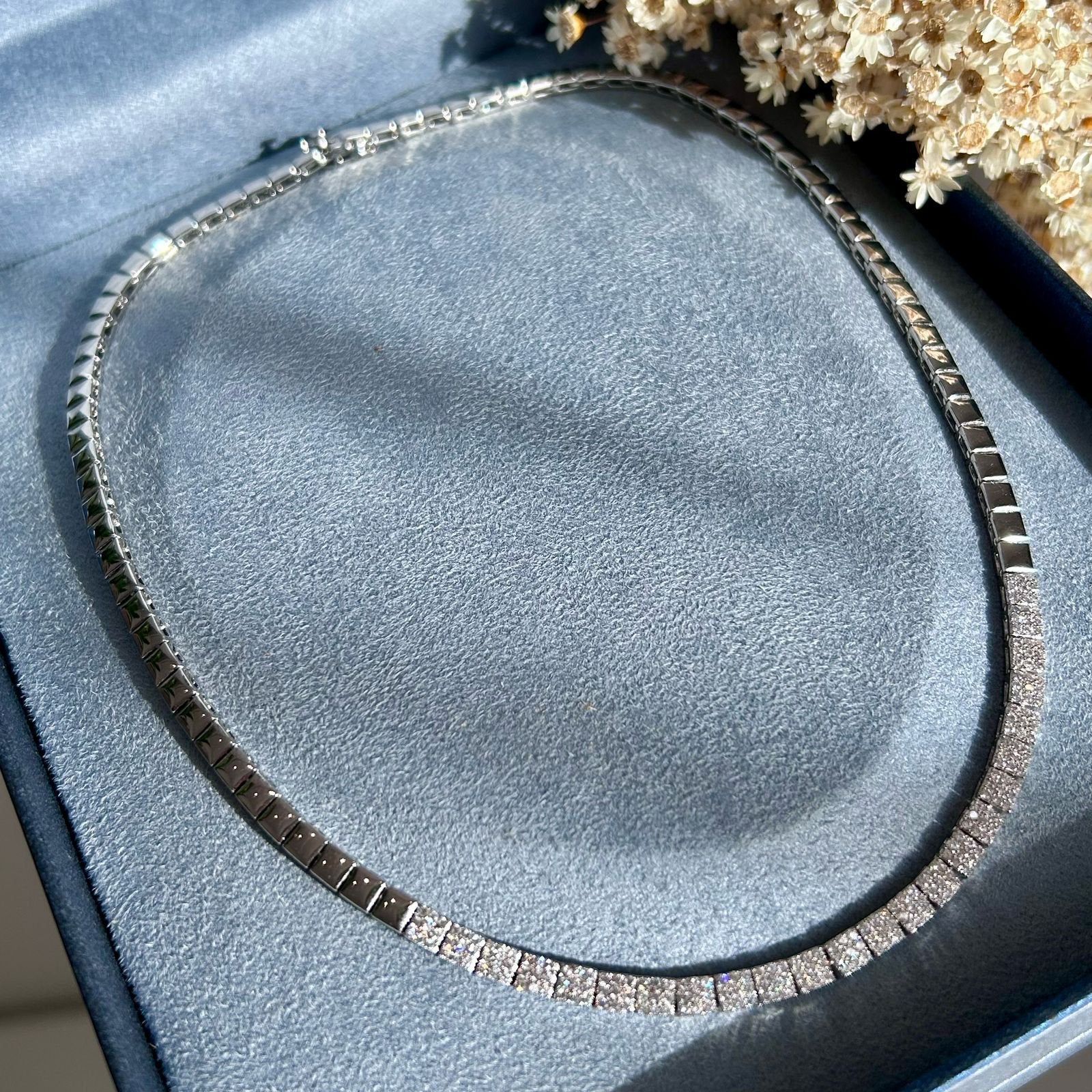 Colar Riviera Square Micro Cravação Prateada