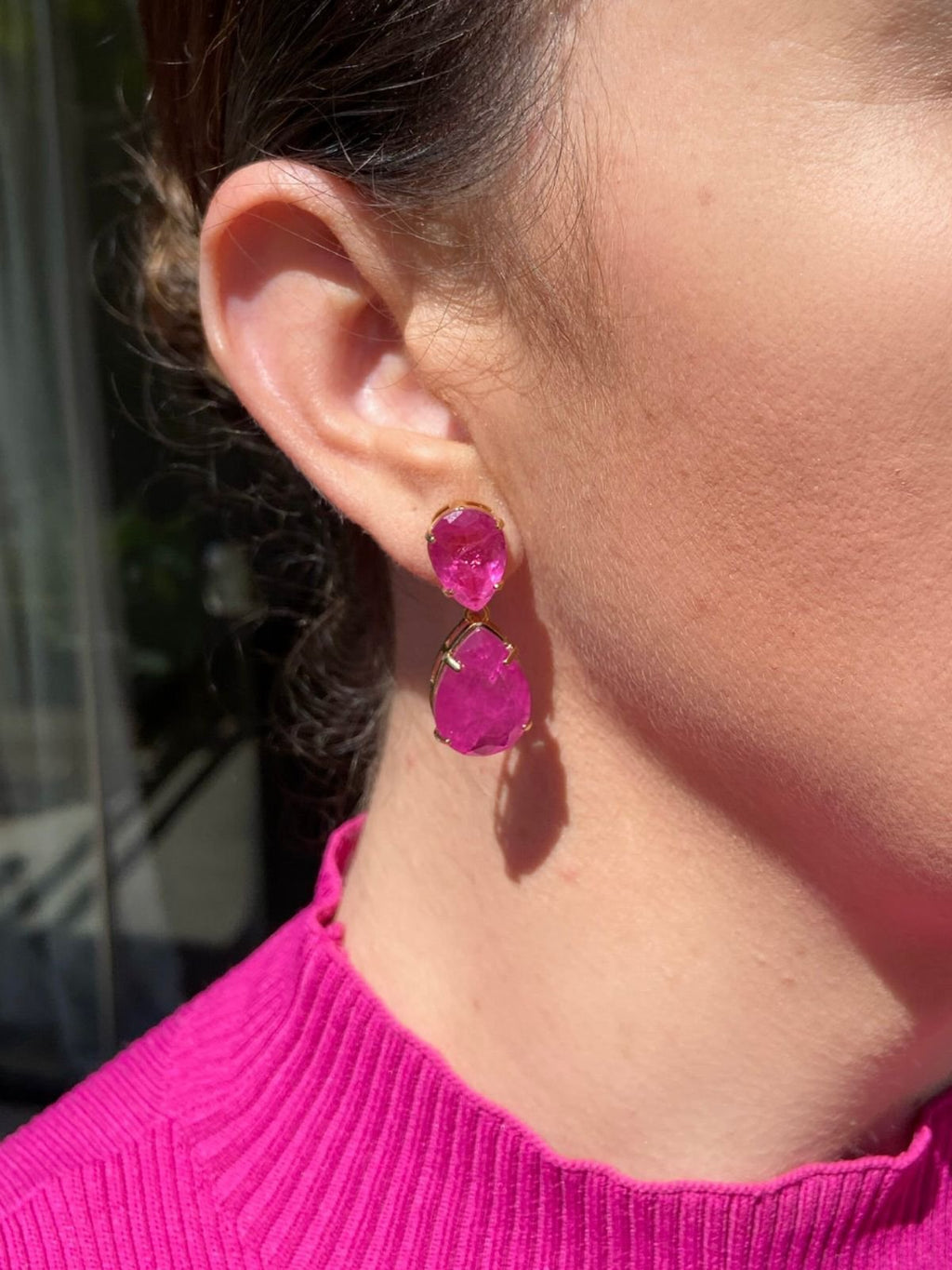 Brinco Fusion Premium Pink Banho Ouro