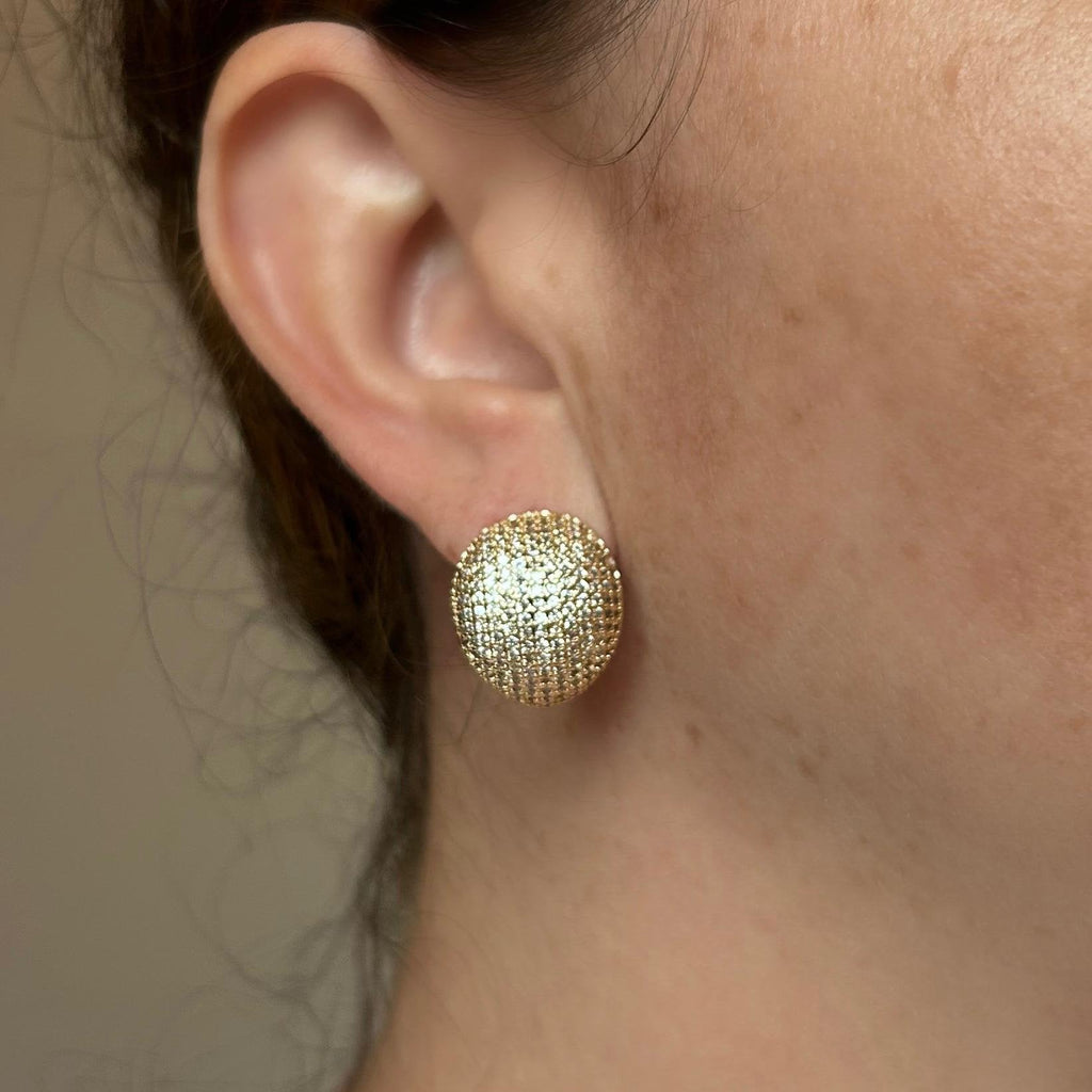 Brinco Oval Cravação Dourado