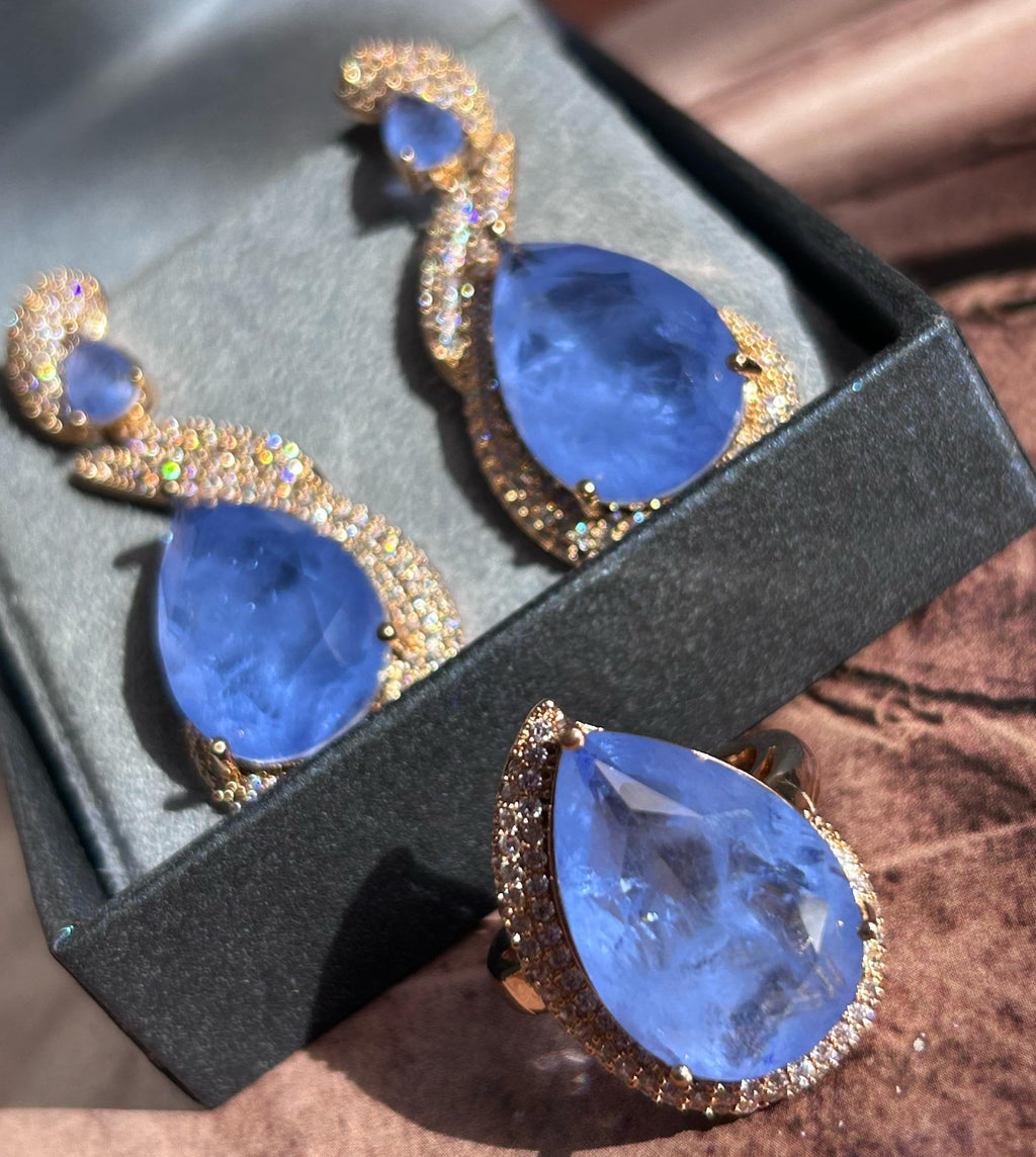 Conjunto Brinco e Anel Tanzanita