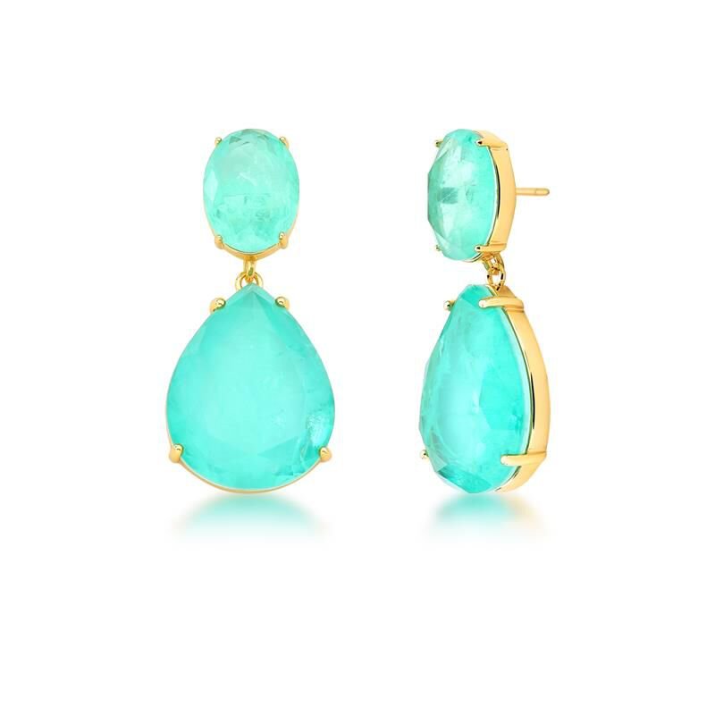 Brinco 2 em 1 Oval e Gota Turmalina