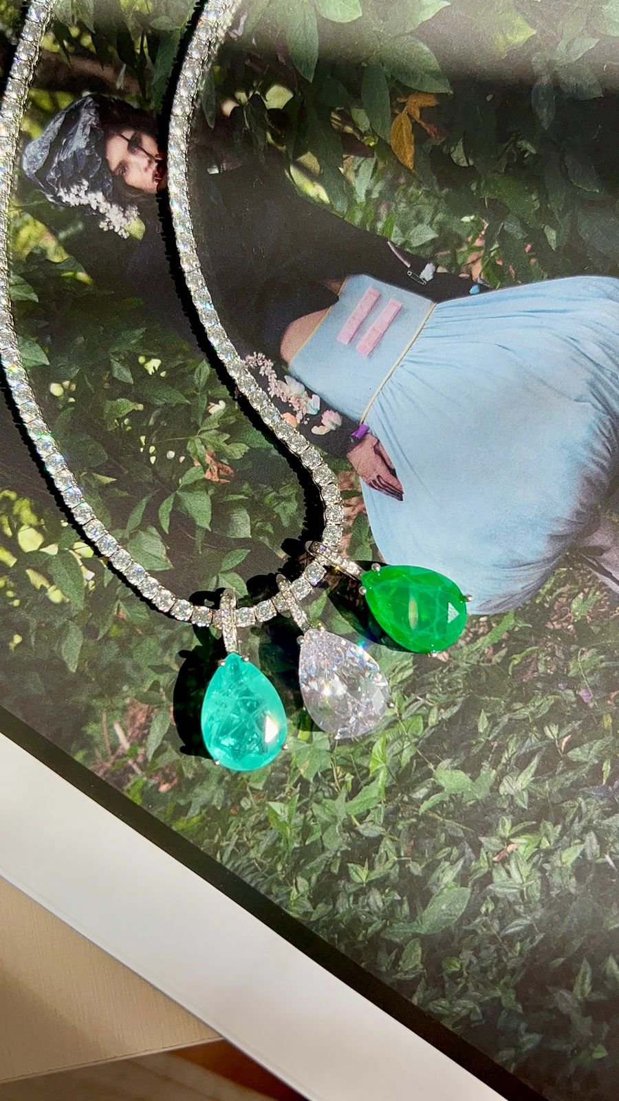 Pingente Verde Esmeralda Ródio Branco