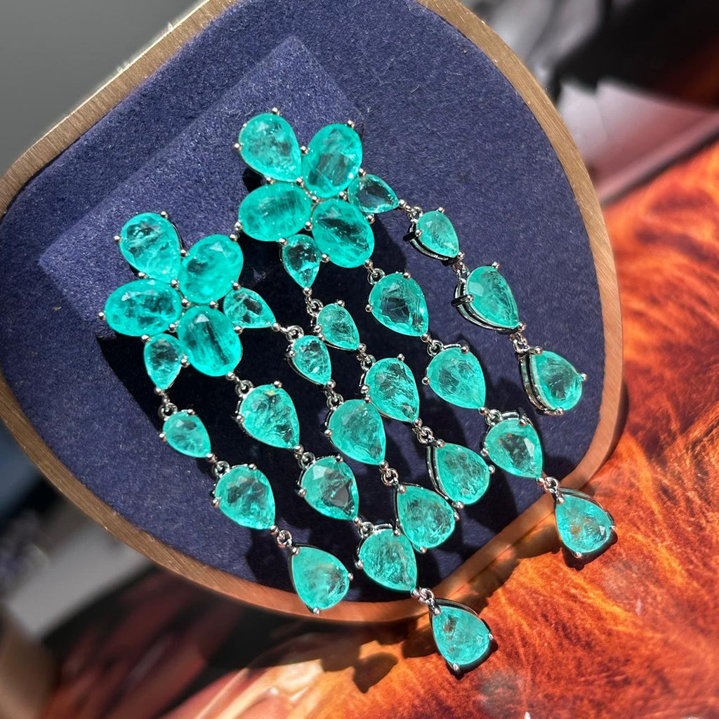 Brinco Carolina Franjas Turmalina Prateado